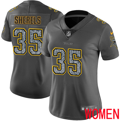 Minnesota Vikings 35 Limited Marcus Sherels Gray Static Nike NFL Women Jersey Vapor Untouchable